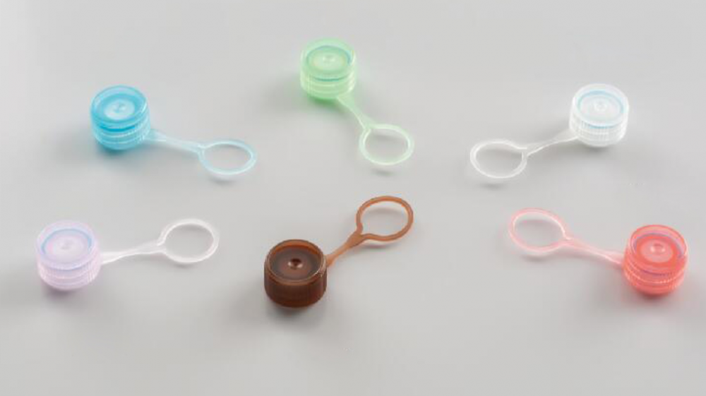 Blue Hinged Cap For Self-Standing Sample Vials